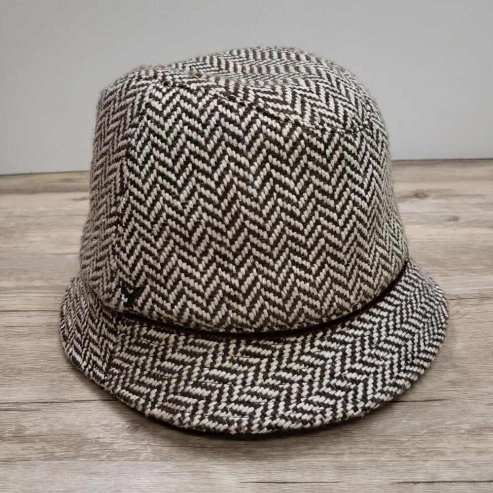 American Eagle Outfitters Bucket Hat Cap Brown Herringbone Tweed OS Womens